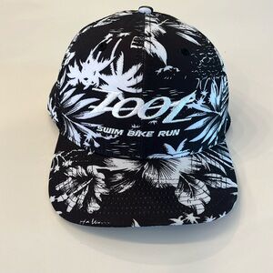 Zoot Flatbill Floral Black & White Triathlon Running Hat (adjustable)